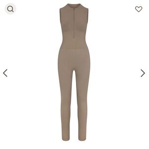SKIMS Nylon Zip Front Catsuit in Truffle